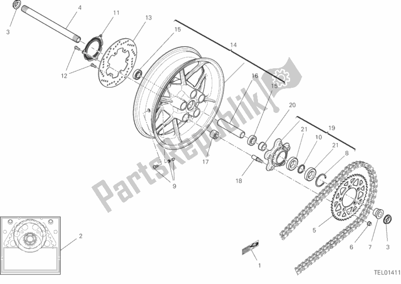 Todas as partes de Roda Traseira do Ducati Scrambler Flat Track Thailand USA 803 2020